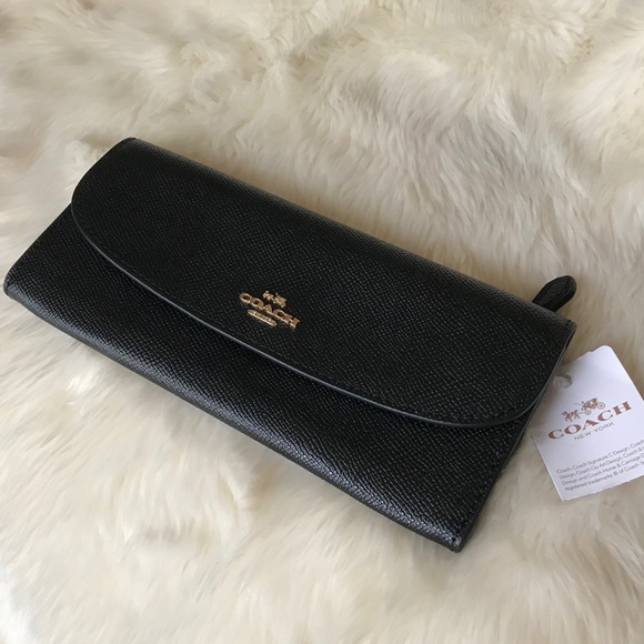SOLD - NWT Black Coach Slim Envelope Wallet - Picture 2 of 6